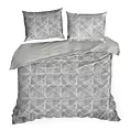 Pościel 220x200 cm z satyny bawełnianej kolor szary, biały z geometrycznym wzorem SPRING 55 Eurofirany
