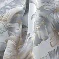 Zasłona srebrno szampańska zdobiona nadrukiem liści 140x250 cm przelotki - LAYLA3 Eurofirany