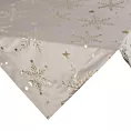 Obrus świąteczny 85x85 cm beżowo, szampański welwetowy zdobiony błyszczącym nadrukiem Eurofirany