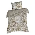 Pościel 140x200 cm z satyny bawełnianej kolor beżowy, ciemnobeżowy z nadrukiem egzotycznych liści SPRING 46 Eurofirany