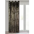 Zasłona czarno, złota zdobiona błyszczącym przecieranym wzorem z welwetu 140x250 cm przelotka RENIA Eurofirany