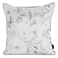 Poszewka na poduszkę 45x45 cm welwetowa z nadrukiem pastelowych kwiatów i ozdobną kontrastującą wypustką biało, bezowa VELVET 148 EUROFIRANY PREMIUM