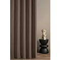 Zasłona szyta na flexach brązowa z gładkiej jednokolorowej tkaniny o jodełkowym splocie