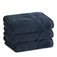 Ręcznik kąpielowy 50x90 cm bawełniany kolor granatowy z welwetową bordiurą i kontrastującymi paseczkami 500 g/m2 SIBEL Eurofirany