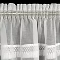 Firana biała z etaminy zdobiona subtelnym pasem frędzli w stylu eko 140x270 cm taśma KIRA 1 Eurofirany