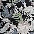 Zasłona czarno, srebrna z motywem botanicznym z welwetu 140x270 cm przelotka SALLY Eurofirany