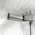 Lampa stojąca do salonu srebrno, biała FERI na metalowej podstawie z niezwykle efektownym abażurem z naturalnych strusich piór Eurofirany
