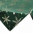 Obrus świąteczny 85x85 cm ciemnozielony, szampański welwetowy zdobiony błyszczącym nadrukiem Eurofirany