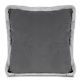 Poszewka na poduszkę 45x45 cm obszyta na rogach miękkim futerkiem stalowo, srebrna Eurofirany