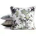 Poszewka na poduszkę 45x45 cm welwetowa biało, zielona z roślinnym nadrukiem VELVET 206 Eurofirany