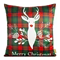 Poszewka na poduszkę 60x60 cm welwetowa z nadrukiem z reniferem czerwono, zielona CHERRY Eurofirany