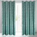 Zasłona turkusowo, złota ze złotym wzorem z welwetu 140x250 cm przelotka LAURA Eurofirany
