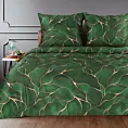Pościel 160x200 cm z satyny bawełnianej kolor zielony, złoty w ozdobnym opakowaniu z wzorem marmuru GIFT1 Eurofirany