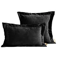 Poszewka na poduszkę  40x60 cm z szenilowej tkaniny czarna w drobne prążki Eva Minge Elegante Eurofirany