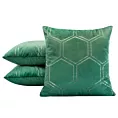 Poszewka na poduszkę 45x45 cm welwetowa ze złotym wzorem plastra miodu ciemnozielono BLINK Eurofirany