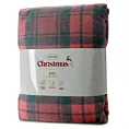 Koc bawełniano-akrylowy 200x220 cm czerwono, zielony świąteczny z motywem kraty i śnieżynek CHERRY Eurofirany