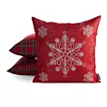 Poszewka na poduszkę świąteczna 45x45 cm czerwono, srebrna przetykana błyszczącą nicią i haftem śnieżynek Eurofirany