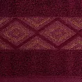 Ręcznik kąpielowy 50x90 cm bawełniany kolor bordowy z ozdobną geometryczną bordiurą AZARI Eurofirany