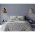Pościel 160x200 cm z bawełny kolor stalowy, jasnoszary zdobiona pasami z błyszczącą nicią ETNO 1 Eurofirany