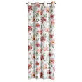 Zasłona biało, ciemnoróżowa zdobiona nadrukiem kwiatów 140x250 cm przelotka DEBI Eurofirany
