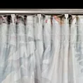 Zasłona biało, stalowa w liście z tkaniny welwetowej 140x270 cm taśma ADELINE Eurofirany