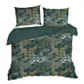 Pościel 160x200 cm z satyny bawełnianej kolor ciemnozielony, jasnozłoty z motywem mozaiki SPRING 69 Eurofirany