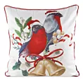 Poszewka na poduszkę świąteczna 45x45 cm biało, czerwona zdobiona uroczym nadrukiem ptaszków i elegancką wypustką Eurofirany