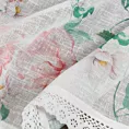 Zazdrostka biało, różowa z etaminy zdobiona nadrukiem kwiatów i koronką 150x60 cm tunel ASTEJA Eurofirany