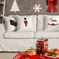 Poszewka na poduszkę 45x45 cm welwetowa z haftem z samochodem z choinką biała Eurofirany