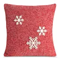 Poszewka na poduszkę 40x40 cm świąteczna z filcu zdobiona aplikacją w śnieżynki czerwono, biała Eurofirany
