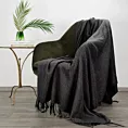 Koc akrylowy 125x160 cm stalowy miękki w dotyku z drobnym strukturalnym wzorem i frędzlami AKRYL 5 EUROFIRANY PREMIUM