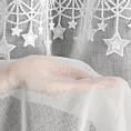 Firana świąteczna biała z etaminy zdobiona aplikacją z motywem gwiazdek 140x250 cm przelotki - XMAS Eurofirany