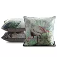 Poszewka na poduszkę 45x45 cm welwetowa zdobiona egzotycznym nadrukiem zielono, pudrowa VELVET 195 EUROFIRANY PREMIUM
