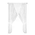 Firana biała z dekoracyjną koronką i troczkami 400x250 cm na taśmie - CAROLINE  Eurofirany