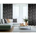 Zasłona czarno, srebrzysta zdobiona błyszczącym wzorem z tkaniny zaciemniającej 140x250 przelotka ELISE Eurofirany