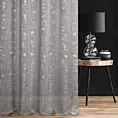 Zasłona szyta na taśmie fala srebrno srebrzysta z tkaniny w stylu eko z błyszczącym nadrukiem