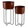 Komplet 2 szt metalowych osłonek na donicę na czarnych stojakach
