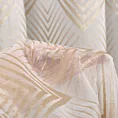 Firana szyta na tunelu biało złota z tkaniny typu BATYST z delikatnie połyskującym, geometrycznym nadrukiem na całości tkaniny, wykończona obciążnikiem