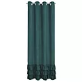 Zasłona ciemnozielona z welwetu zdobiona trzema subtelnymi falbanami 140x250 cm przelotka MEGI Eurofirany