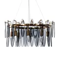 Lampa wisząca do salonu grafitowa MARLA ze szklanymi zawieszkami z dymionego szkła, z regulacją wysokości Eurofirany