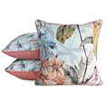 Poszewka na poduszkę dwustronna 60x60 cm welwetowa z kwiatowym nadrukiem i wypustką na brzegach jasnoniebiesko, beżowa ARLETA EUROFIRANY PREMIUM