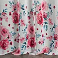 Zasłona biało, różowa z motywem malowanych kwiatów z etaminy 140x250 cm przelotka CARLA Eurofirany