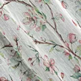 Tkanina firanowa matowa etamina z nadrukiem kwitnących gałązek jabłoni,Eurofirany