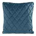 Poszewka na poduszkę 45x45 cm welwetowa pikowana we wzór karo z ozdobną wypustką na brzegach granatowa VELVET 27 EUROFIRANY PREMIUM