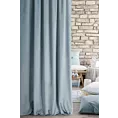 Zasłona szyta na taśmie fala ENYA niebieska z miękkiej półmatowej tkaniny welwetowej