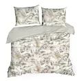 Pościel 220x200 cm bawełniana kolor biało, stalowy z nadrukiem liści LAYLA Eurofirany