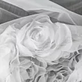 Firana z siateczki biała zdobiona pasem aplikacji róż 3D 140x270 cm taśma ROSES Eva Minge Eurofirany