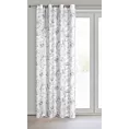 Zasłona srebrno, stalowa zdobiona nadrukiem kwiatów 140x250 cm przelotka SIENNA Eurofirany