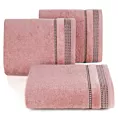 Ręcznik do rąk 30x50 cm bawełniany kolor pudrowy róż z delikatną ozdobną bordiurą 500 g/m2 AMANDA Eurofirany