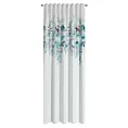 Zasłona biało, niebieska z motywem roślinnym 140x270 cm taśma/flex SENDI Eurofirany